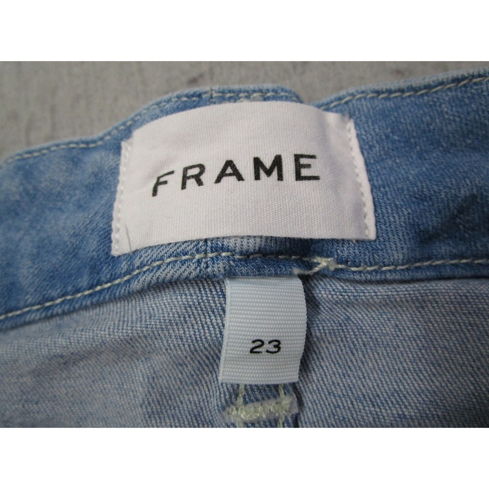 FRAME Le Super High Mini Boot Jeans Light Wash Blue Side Slit Size 23 - Picture 3 of 14